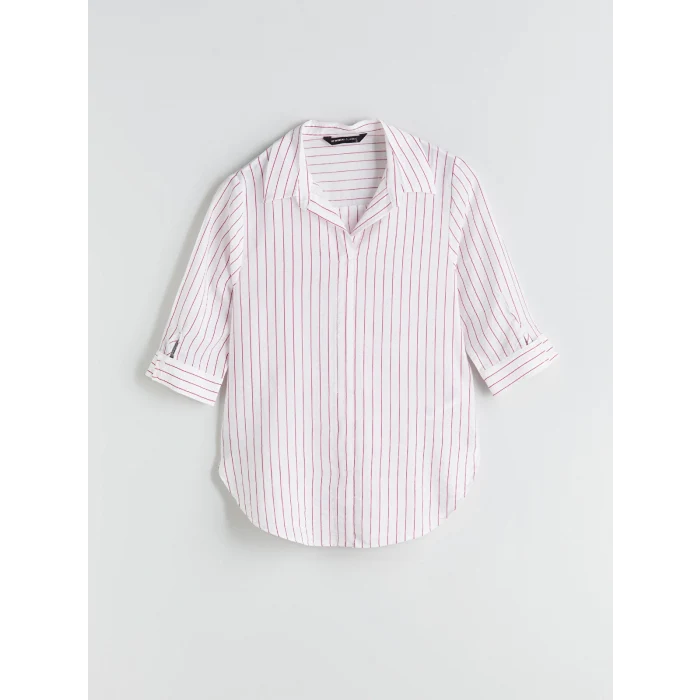 LCWAIKIKI Classic Pembe Çizgili Kadın Gömlek