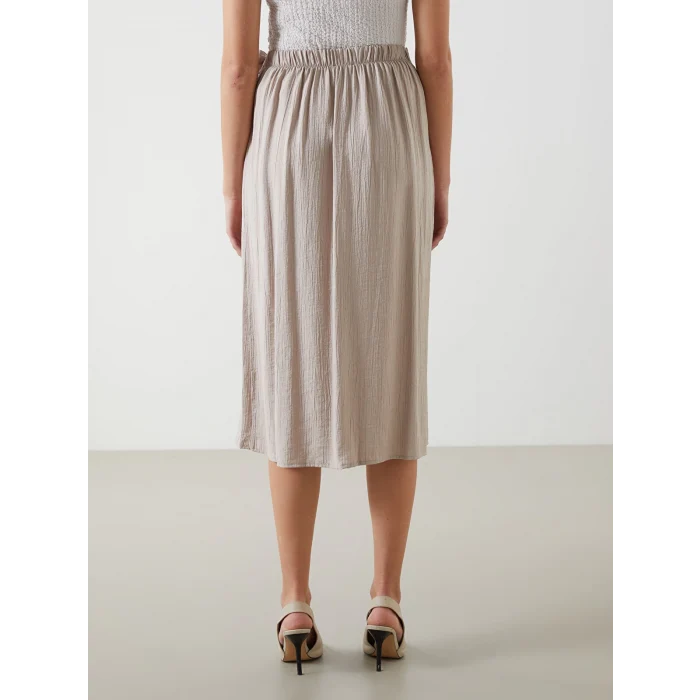 LCWAIKIKI Classic Ekru Beli Lastikli Kadın Etek