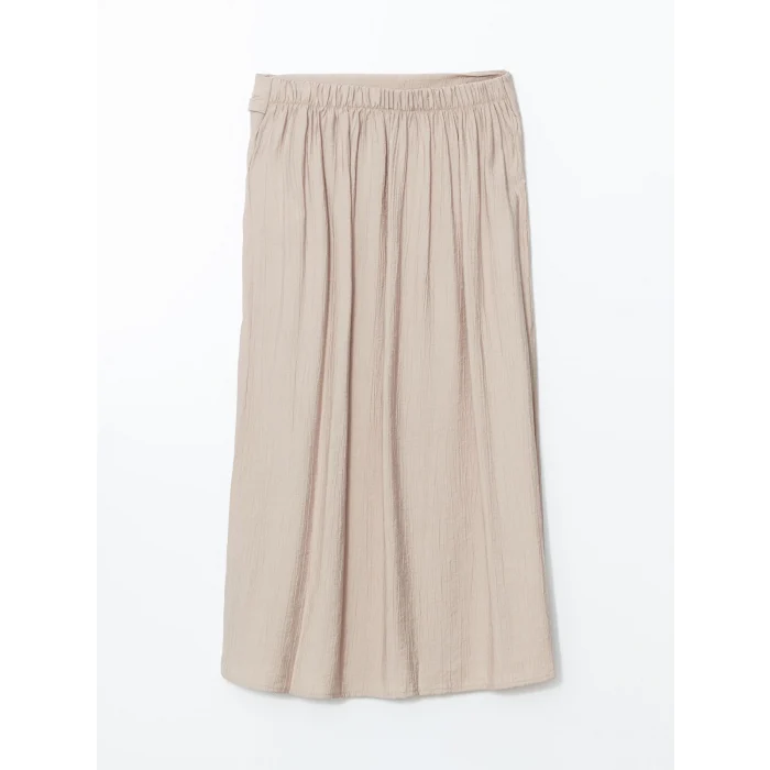 LCWAIKIKI Classic Ekru Beli Lastikli Kadın Etek