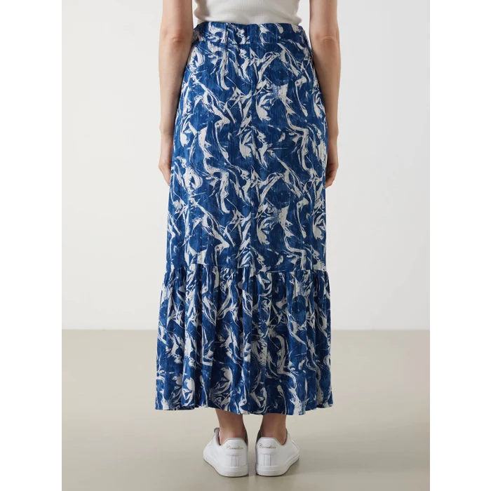 LCW Grace Lacivert Beli Lastikli Desenli A Kesim Etek