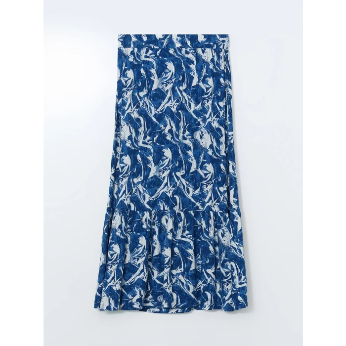 LCW Grace Lacivert Beli Lastikli Desenli A Kesim Etek