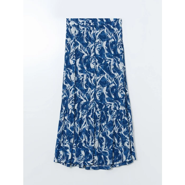 LCW Grace Lacivert Beli Lastikli Desenli A Kesim Etek