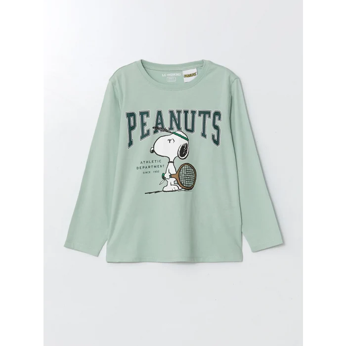 LCW Kids Yeşil Snoopy Baskılı Erkek Çocuk Pijama Takım