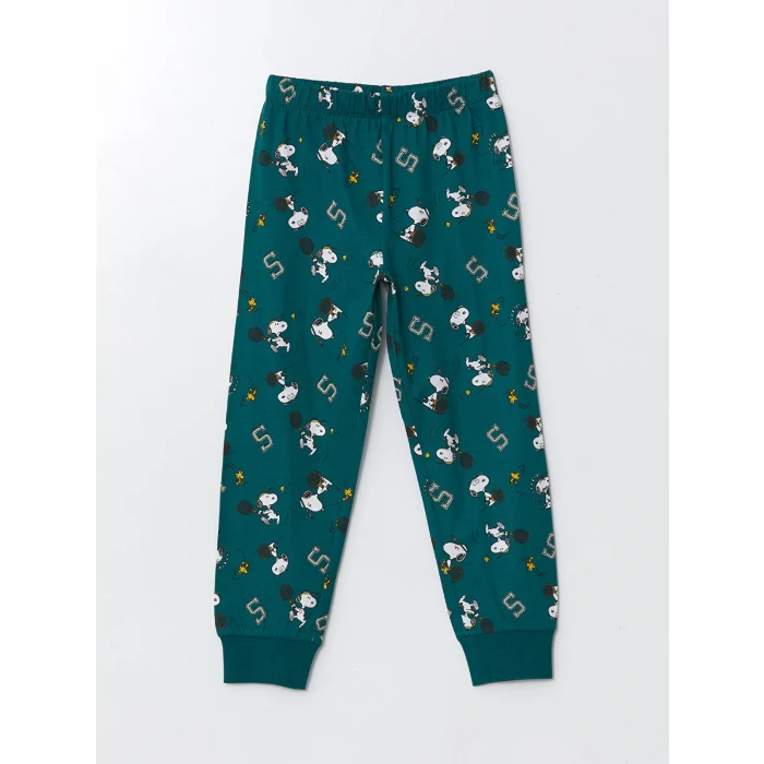 LCW Kids Yeşil Snoopy Baskılı Erkek Çocuk Pijama Takım
