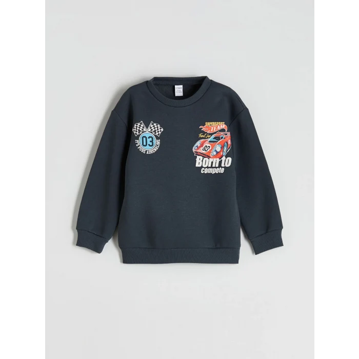 LCW Kids Antrasit Bisiklet Yaka Baskılı Erkek Çocuk Sweatshirt ve Eşofman Alt 2li