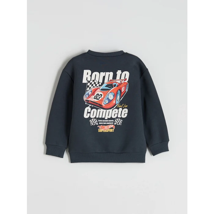 LCW Kids Antrasit Bisiklet Yaka Baskılı Erkek Çocuk Sweatshirt ve Eşofman Alt 2li