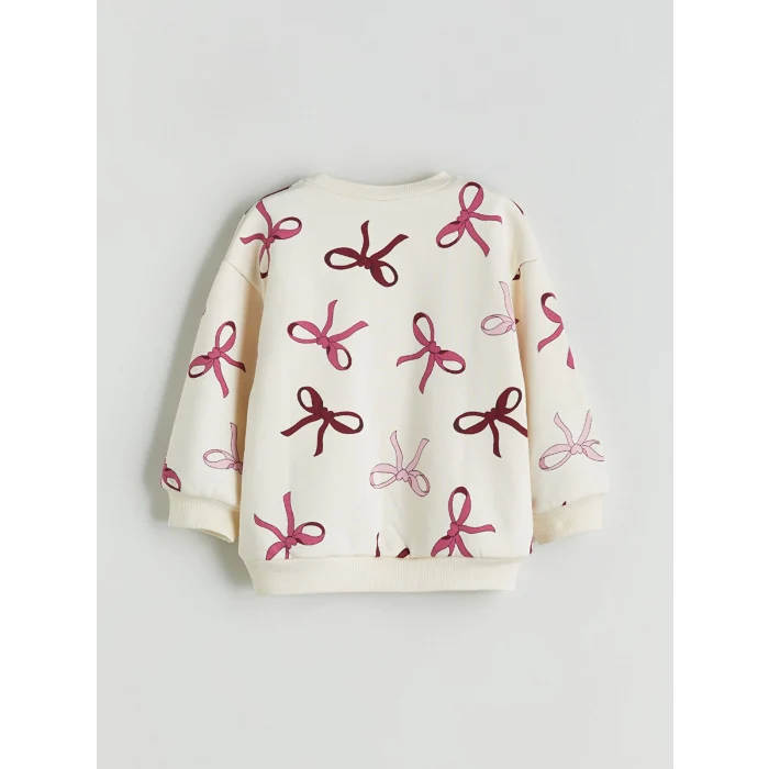 LCW Kids Ekru Fiyonk Baskılı Kız Çocuk Sweatshirt ve Tayt 2li