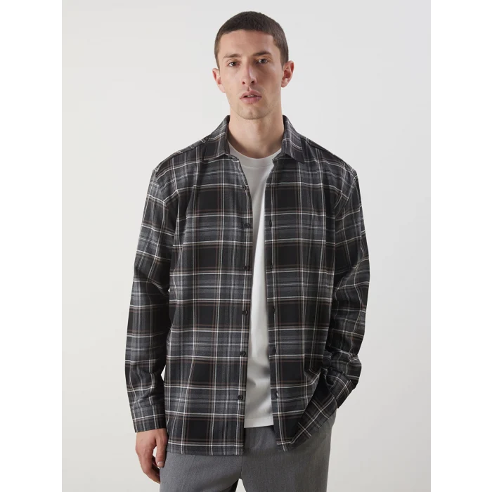 LCW Vision Siyah Regular Fit Ekose Erkek Gömlek