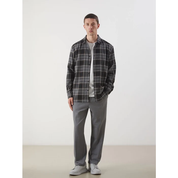 LCW Vision Siyah Regular Fit Ekose Erkek Gömlek