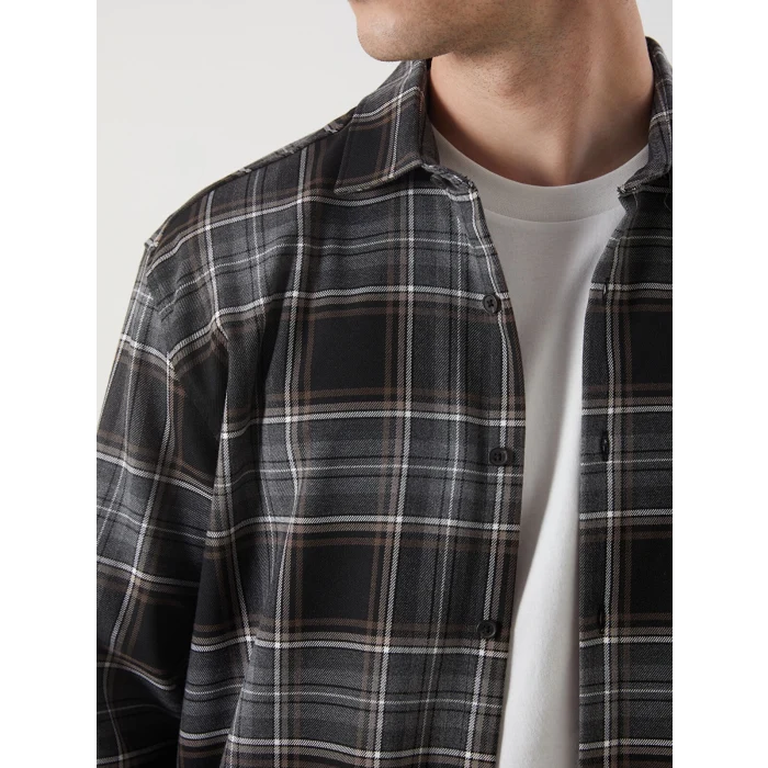 LCW Vision Siyah Regular Fit Ekose Erkek Gömlek