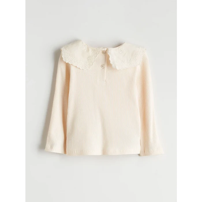 LCW Kids Ekru Bebe Yaka Kız Çocuk Tişört