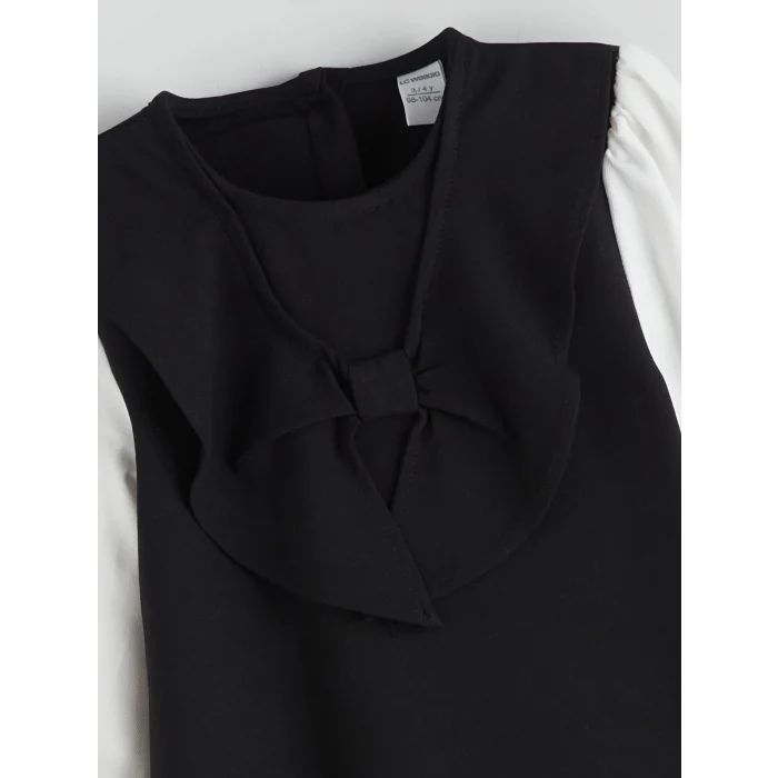 LCW Kids Siyah Bisiklet Yaka Kız Çocuk Elbise