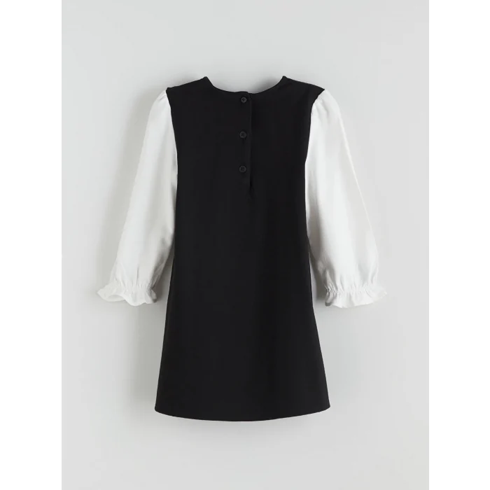 LCW Kids Siyah Bisiklet Yaka Kız Çocuk Elbise