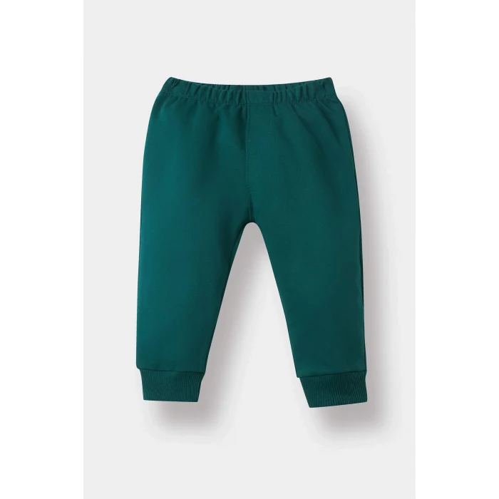 Defacto E8430A5GN671 Yeşil Erkek Bebek 2li Takım Basic Düz Sweatshirt Eşofman Altı