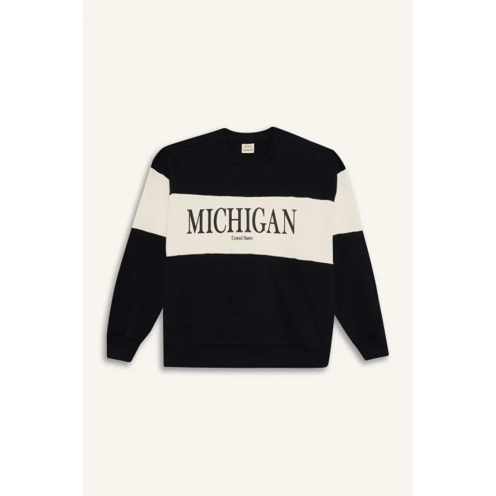 Defacto E6418A8BK81 Siyah Kız Çocuk 2li Takım Baskılı Sweatshirt Eşofman Altı