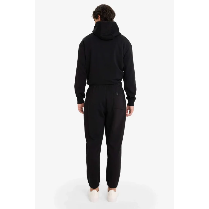 Defacto E6326AXBK81 Siyah Regular Fit Beli Bağcıklı Cepli Paçası Lastikli Şardonlu Basic Düz Jogger Eşofman Altı