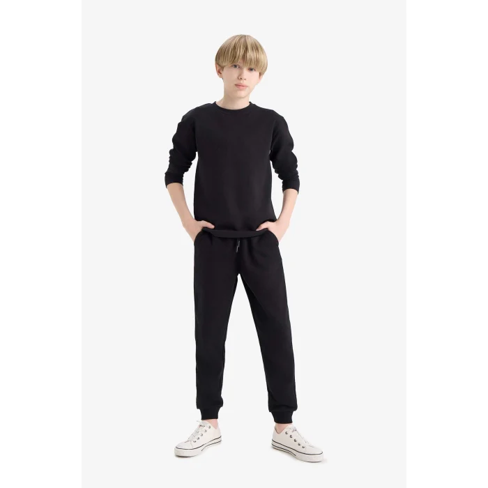 Defacto K8852A6BK81 Siyah Erkek Çocuk Beli Lastikli Okul Jogger Eşofman Altı