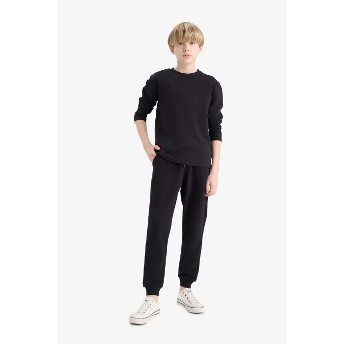Defacto K8852A6BK81 Siyah Erkek Çocuk Beli Lastikli Okul Jogger Eşofman Altı