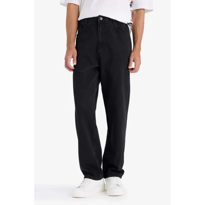 Defacto E6111AXNM40 Siyah Sergio Regular Fit Normal Kalıp Normal Bel Boru Paça Jean Pantolon