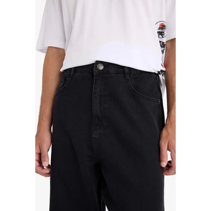 Defacto E6111AXNM40 Siyah Sergio Regular Fit Normal Kalıp Normal Bel Boru Paça Jean Pantolon