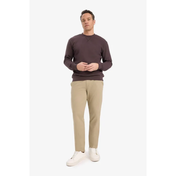 Defacto E8339AXBN596 Kahve %100 Pamuk Regular Fit Bisiklet Yaka Sweatshirt