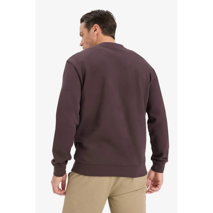 Defacto E8339AXBN596 Kahve %100 Pamuk Regular Fit Bisiklet Yaka Sweatshirt