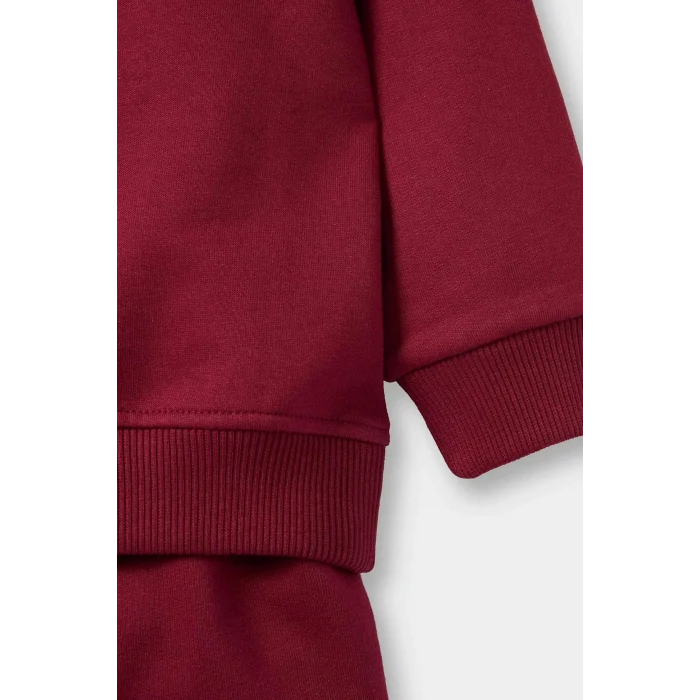 Defacto E8434A5BR285 Bordo Erkek Bebek 2li Takım Basic Düz Sweatshirt Eşofman Altı