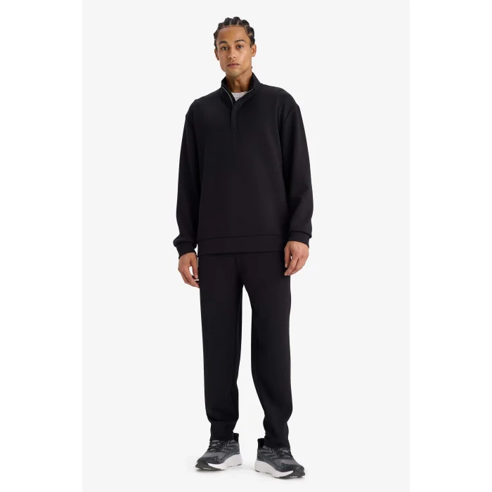 Defacto E9772AXBK81 Siyah DeFactoFit Standart Fit Dik Yaka Yarım Fermuarlı Modal Sporcu Sweatshirt