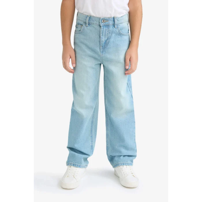 Defacto F0452A8NM28 Mavi Erkek Çocuk Wide Leg Geniş Paça Pantolon