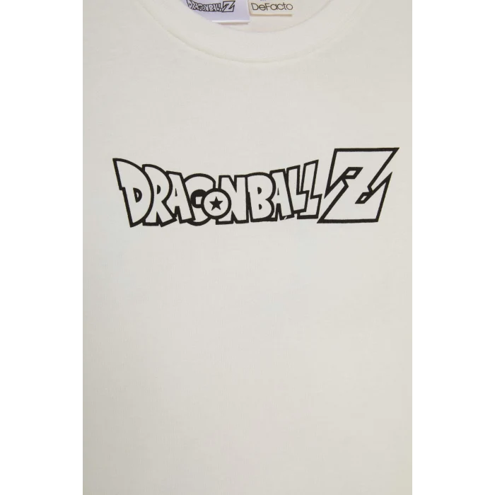 Defacto F5092A8WT32 Beyaz Erkek Çocuk Dragon Ball Bisiklet Yaka Sırt Baskılı Uzun Kollu Tişört