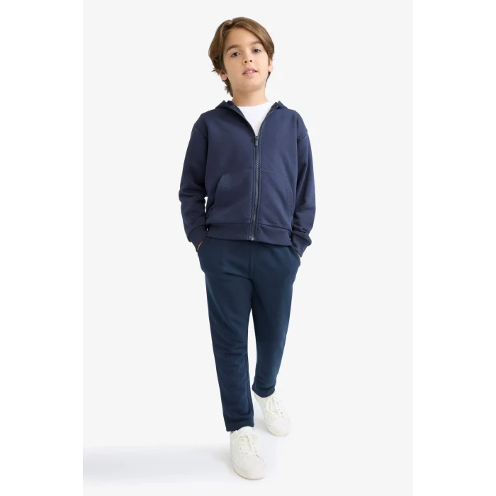Defacto X6955A6NV253 Lacivert Erkek Çocuk Beli Lastikli Düz Paça Basic Düz Eşofman Altı