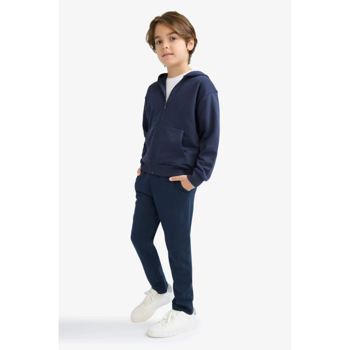 Defacto X6955A6NV253 Lacivert Erkek Çocuk Beli Lastikli Düz Paça Basic Düz Eşofman Altı