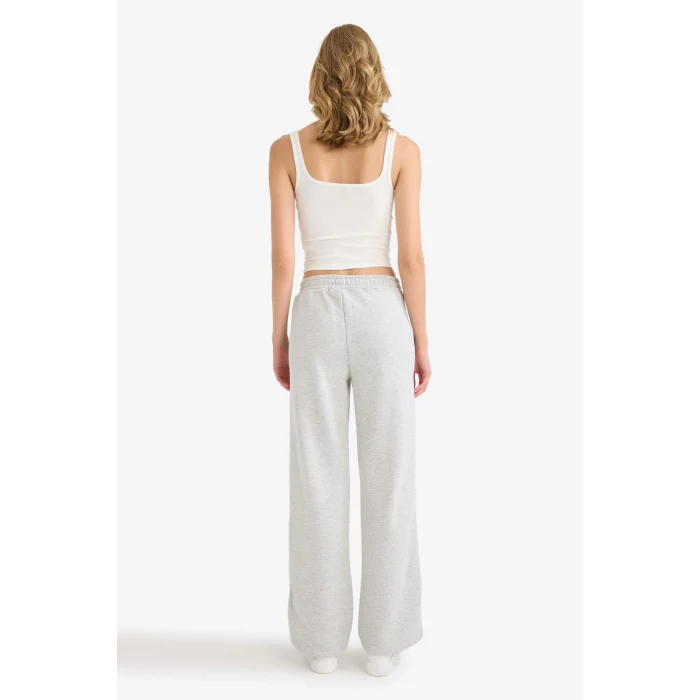 Defacto F0312AXGR93 Gri Straight Fit Cepli Baskılı Kalın Eşofman Altı