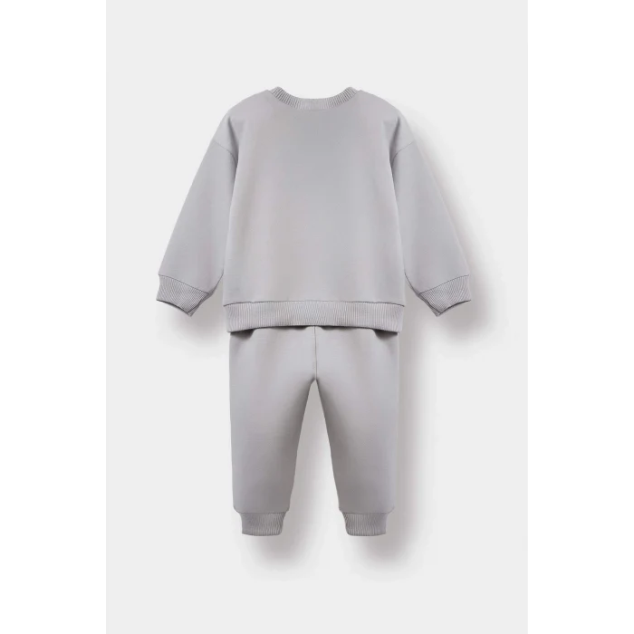 Defacto E8430A5GR52 Gri Erkek Bebek 2li Takım Basic Düz Sweatshirt Eşofman Altı