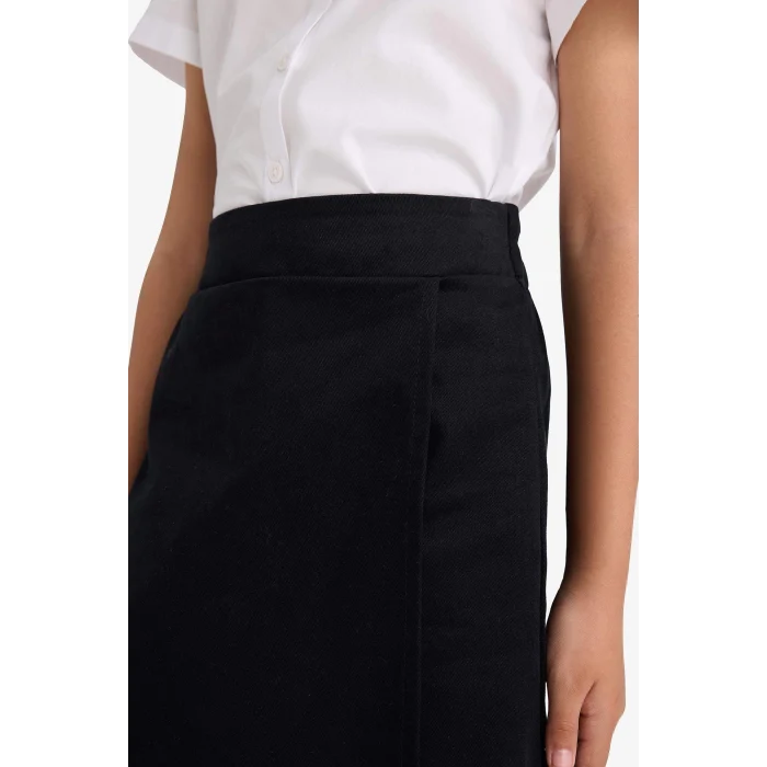 Defacto F1434A8BK81 Siyah Kız Çocuk Okul Beli Lastikli Gabardin Şort Etek