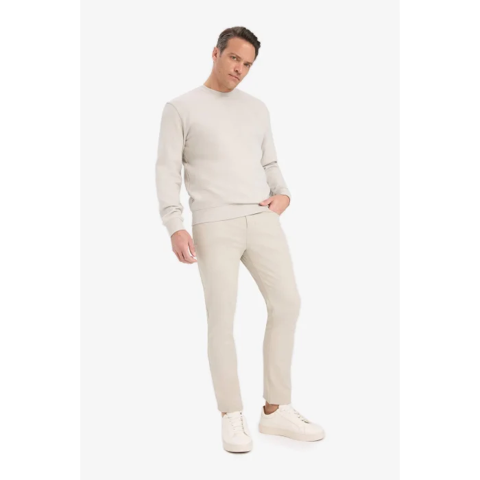 Defacto E8339AXBG766 Bej %100 Pamuk Regular Fit Bisiklet Yaka Sweatshirt