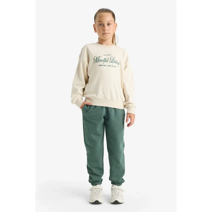 Defacto F0389A8GN470 Yeşil Kız Çocuk Beli Lastikli Jogger Eşofman Altı