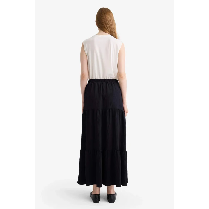 Defacto G0196AXBK81 Siyah A Kesim Maxi Etek