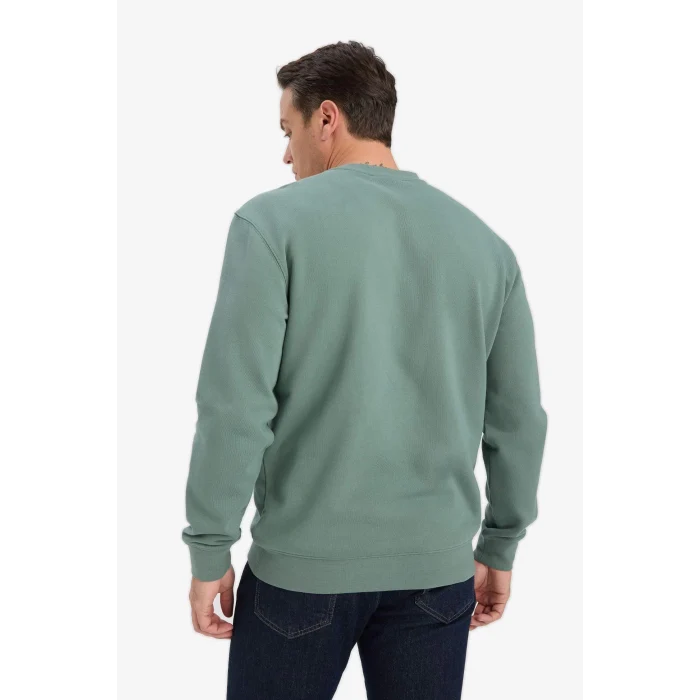 Defacto E8339AXKH458 Haki %100 Pamuk Regular Fit Bisiklet Yaka Sweatshirt