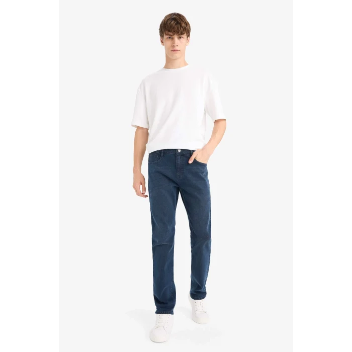 Defacto W7086AZNM83 İndigo Sergio Regular Fit Normal Bel Boru Paça Jean Pantolon