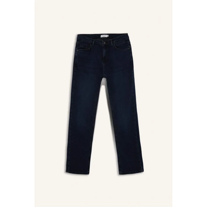 Defacto W7086AZNM83 İndigo Sergio Regular Fit Normal Bel Boru Paça Jean Pantolon