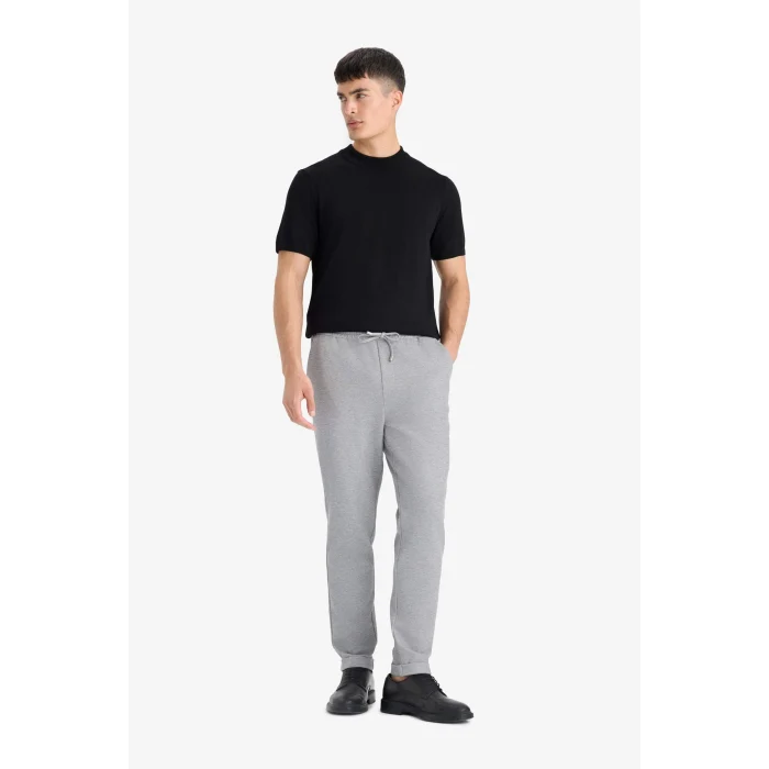 Defacto Y2651AZGR210 Gri Jogger Fit Beli Bağcıklı Lastikli Esnek Kumaş Cepli Duble Paça Pantolon