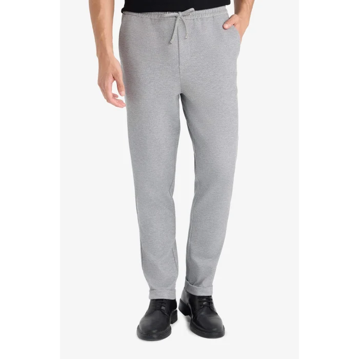 Defacto Y2651AZGR210 Gri Jogger Fit Beli Bağcıklı Lastikli Esnek Kumaş Cepli Duble Paça Pantolon