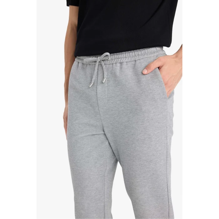Defacto Y2651AZGR210 Gri Jogger Fit Beli Bağcıklı Lastikli Esnek Kumaş Cepli Duble Paça Pantolon