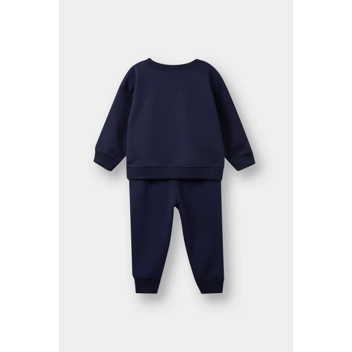 Defacto E8434A5NV241 Lacivert Erkek Bebek 2li Takım Basic Düz Sweatshirt Eşofman Altı