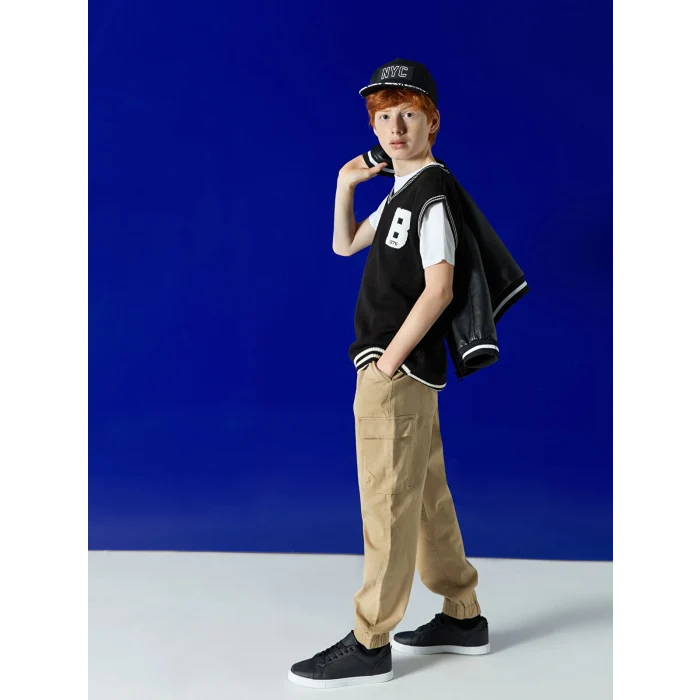 LCW Kids Bej Rahat Kalıp Erkek Çocuk Jogger Kargo Pantolon
