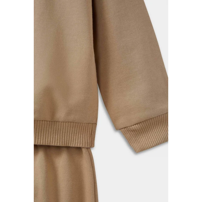Defacto E8430A5BG109 Bej Erkek Bebek 2li Takım Basic Düz Sweatshirt Eşofman Altı