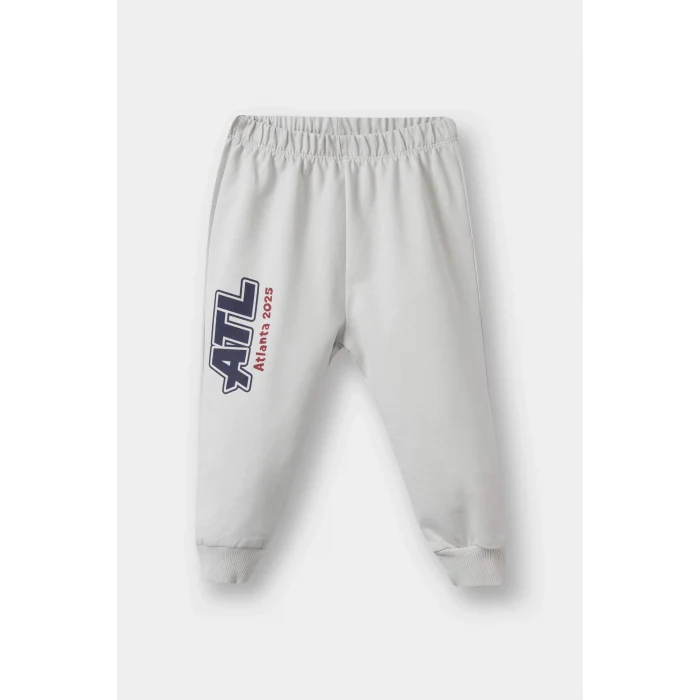 Defacto F3301A5GR503 Gri Erkek Bebek 2li Takım Okul Baskılı Sweatshirt Eşofman Altı