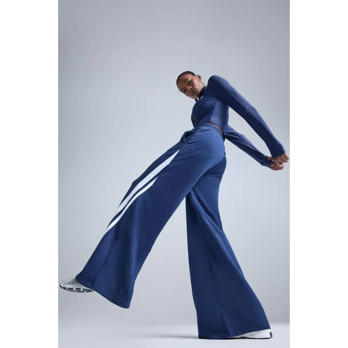 Defacto E7719AXNV238 Lacivert DeFactoFit Wide Leg Geniş Paça Şeritli Standart Boy Sporcu Pantolon