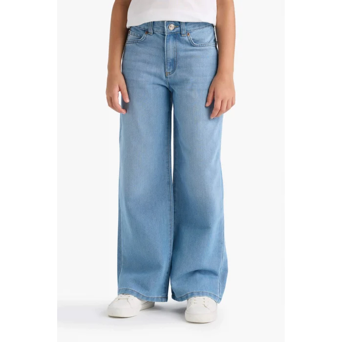 Defacto E5881A8NM39 Mavi Kız Çocuk Wide Leg Geniş Paça Jean Pantolon